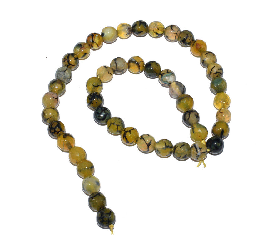 Multicolor Gemstone Faceted Round Fire Agate Loose Beads