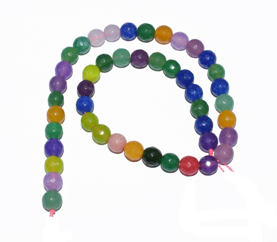 Multicolor Gemstone Faceted Round Fire Agate Loose Beads