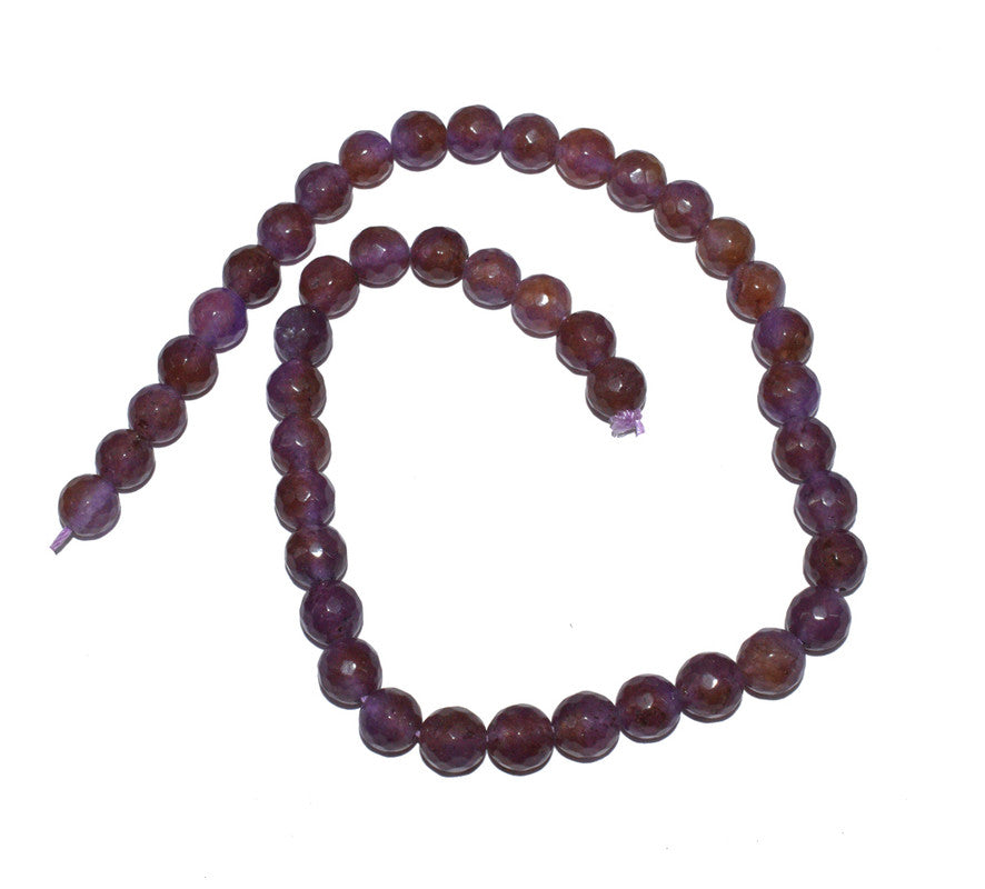 Purple Brown Gemstone Faceted Round Fire Agate Loose Beads