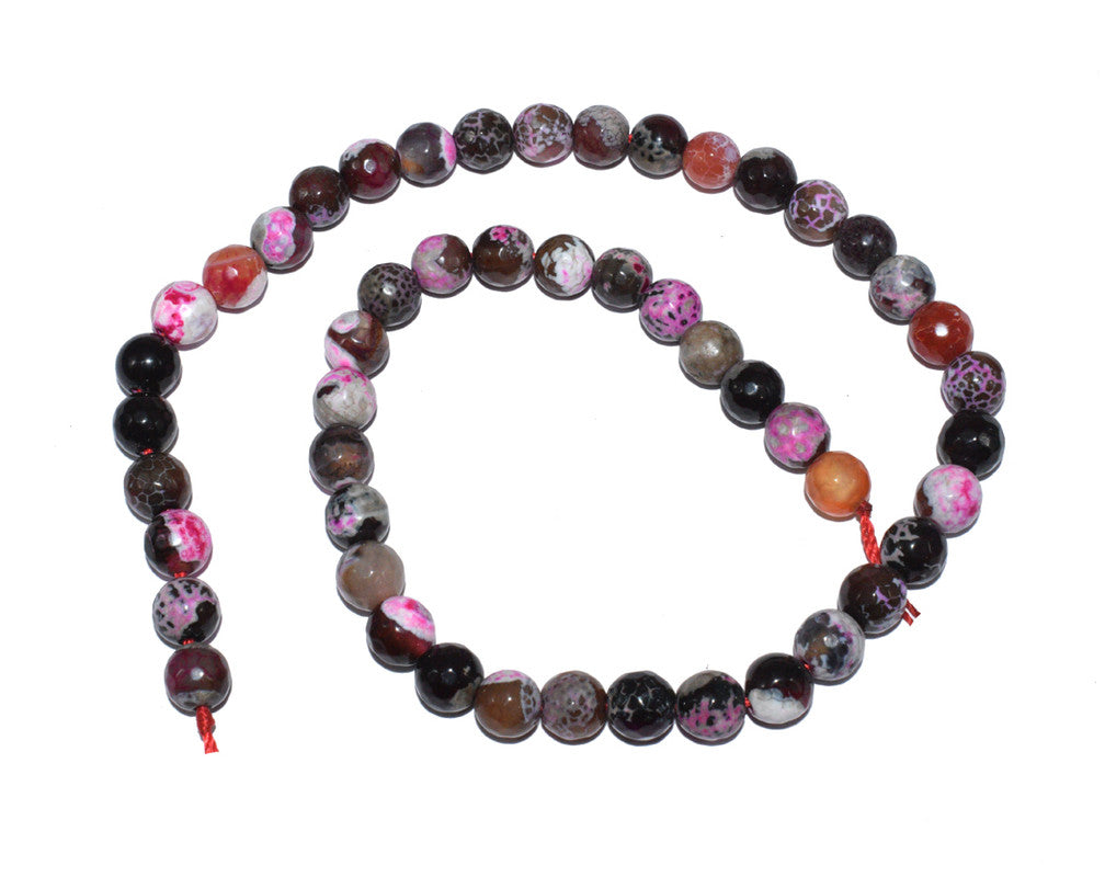 Multicolor Gemstone Faceted Round Fire Agate Loose Beads