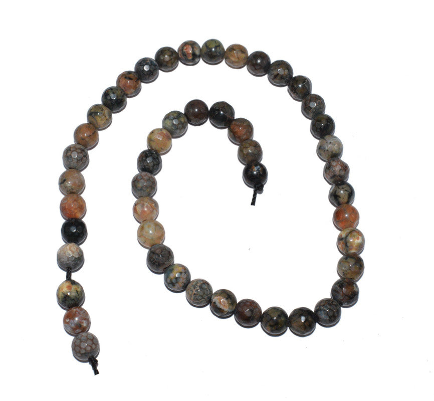 Multicolor Gemstone Faceted Round Fire Agate Loose Beads