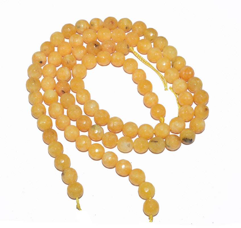 Mustard Gemstone Faceted Round Agate Loose Beads