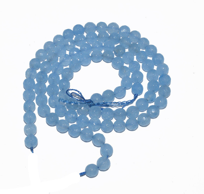 River Blue Gemstone Faceted Round Agate Loose Beads