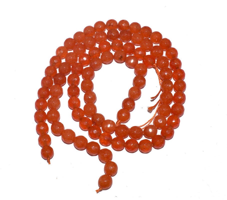 Cherry Red Gemstone Faceted Round Agate Loose Beads