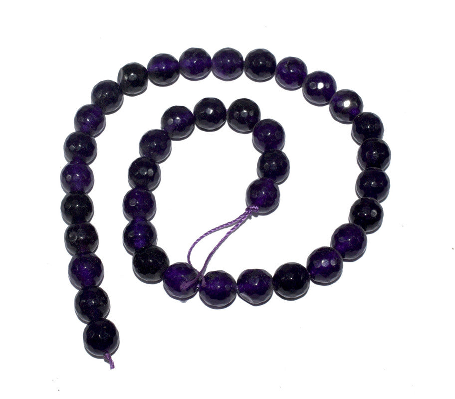 Dark Purple Gemstone Faceted Round Agate Loose Beads