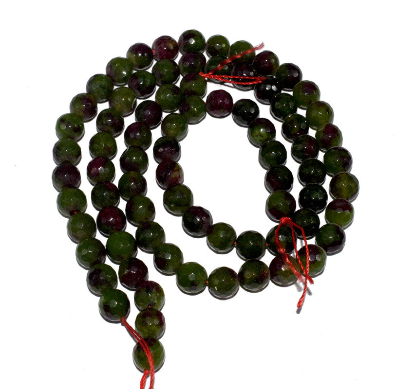 Green Brown Gemstone Faceted Round Fire Agate Loose Beads