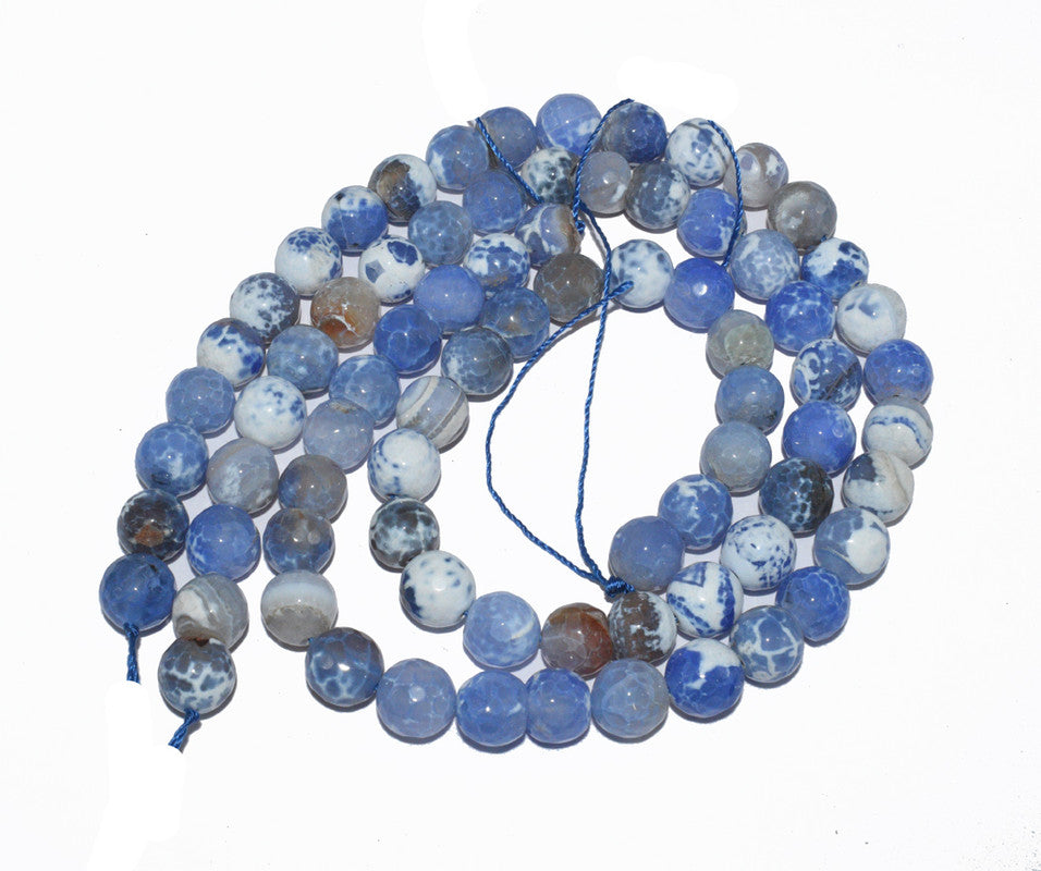 Multicolor Gemstone Faceted Round Fire Agate Loose Beads