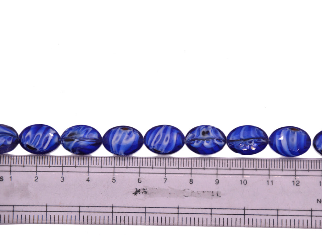 Dark Blue White Double Tone Designer Glass Beads