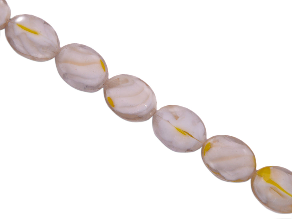 White Yellow Double Tone Designer Glass Beads