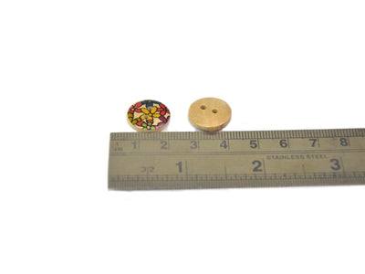 Multicolour Floral Printed 2 Hole Wooden Buttons