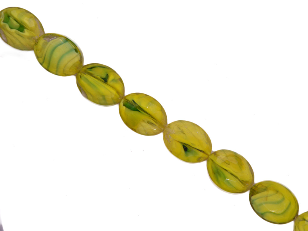 Yellow Green Double Tone Designer Glass Beads