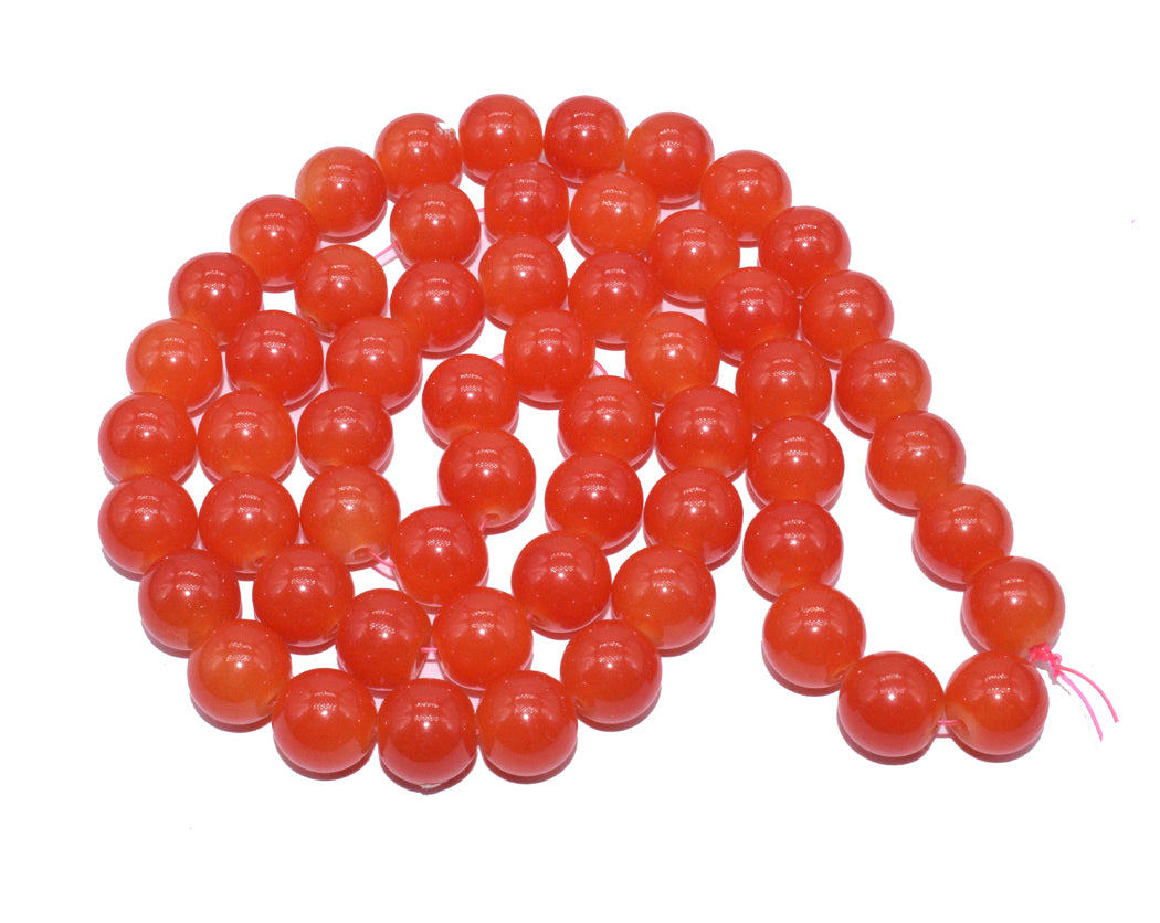 Orange Round Painted Glass Beads