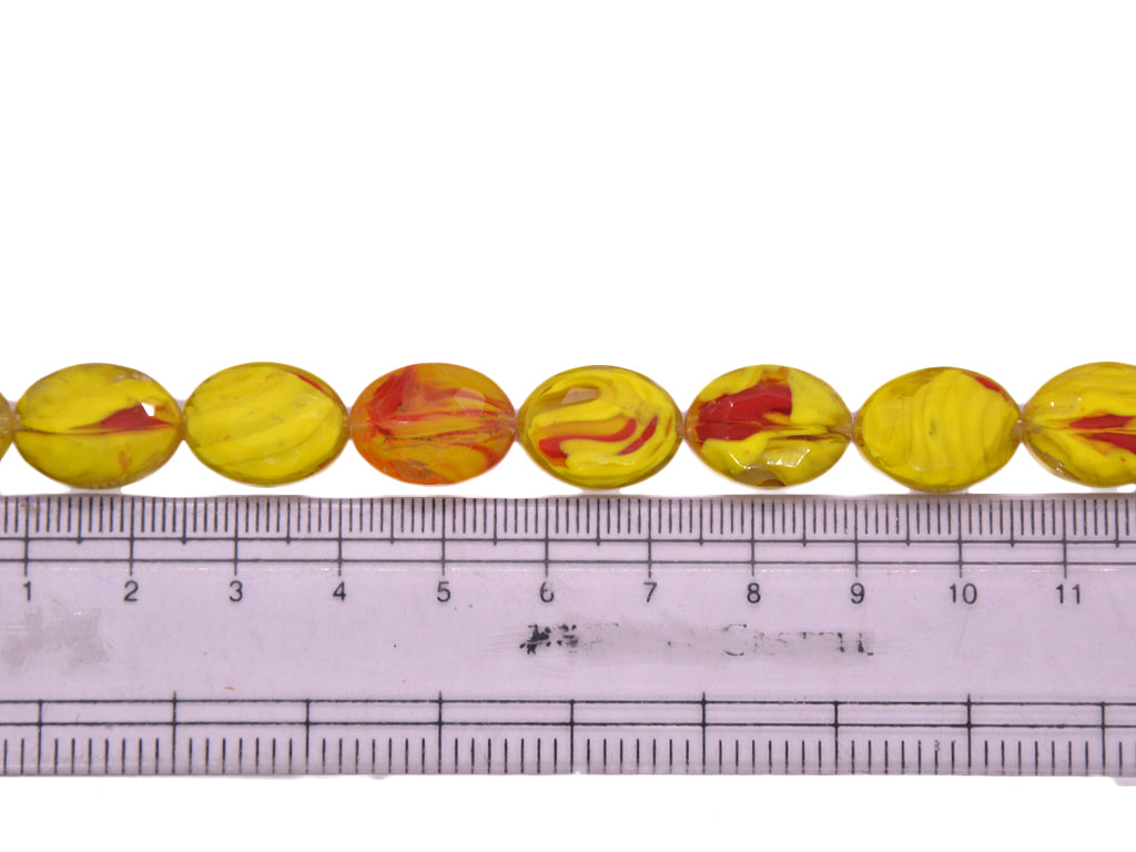 Yellow Red Double Tone Designer Glass Beads