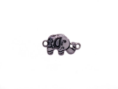 Black and White Elephant Shaped Metal Charms