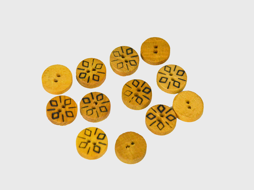 Geometrical Design Printed 2 Hole Wooden Buttons 3