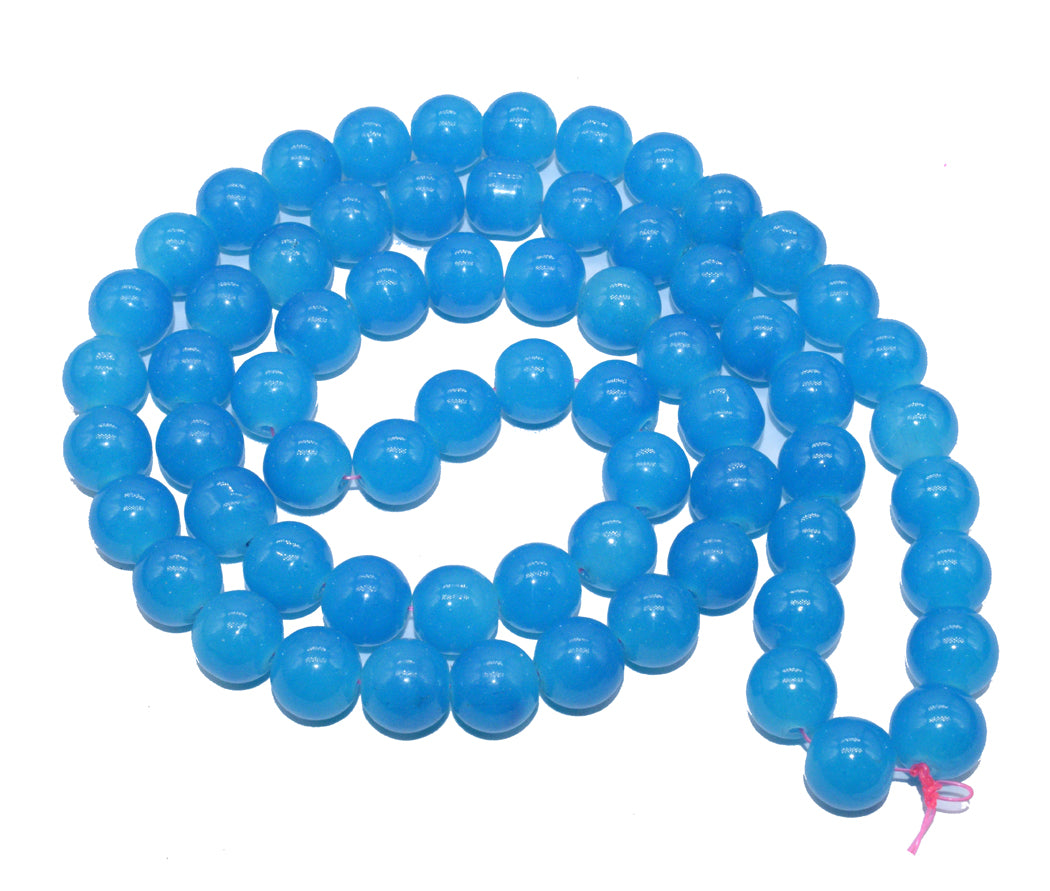 Azure Blue Round Painted Glass Beads