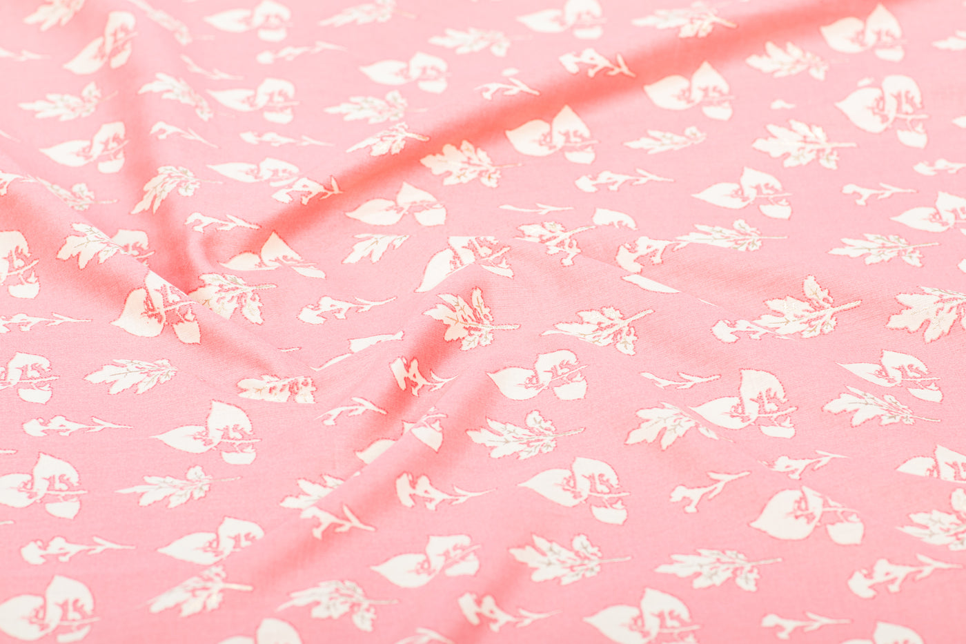 pinkleafprintcottonfabric