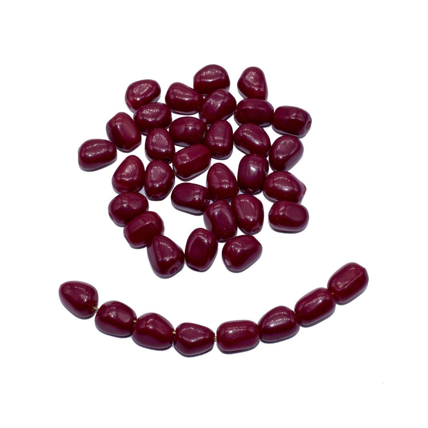 Maroon Tumble Painted Glass Beads