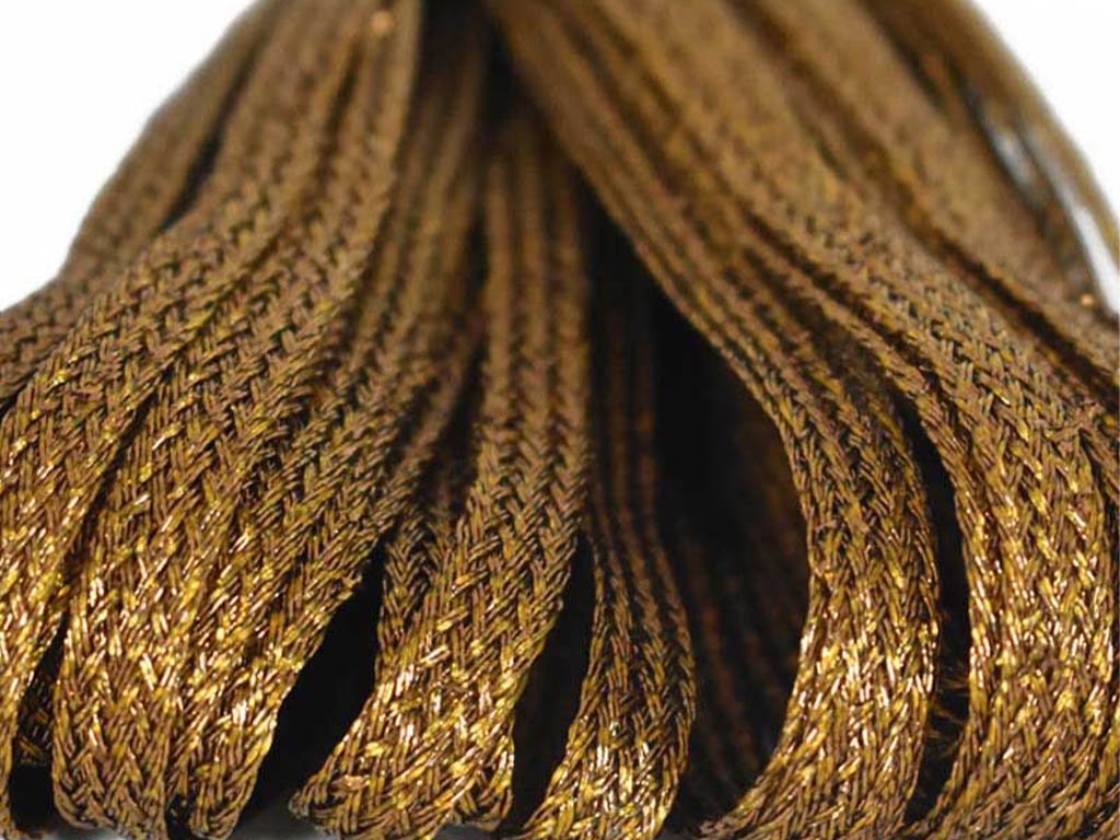 Antique Golden Flat Metallic Braided Zari Threads