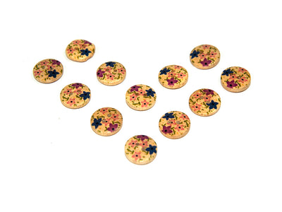 Multicolour Floral Printed 2 Hole Wooden Buttons3