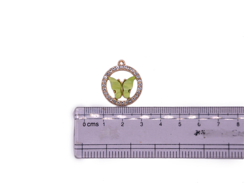 Green Butterfly Shaped Metal Resin Charms