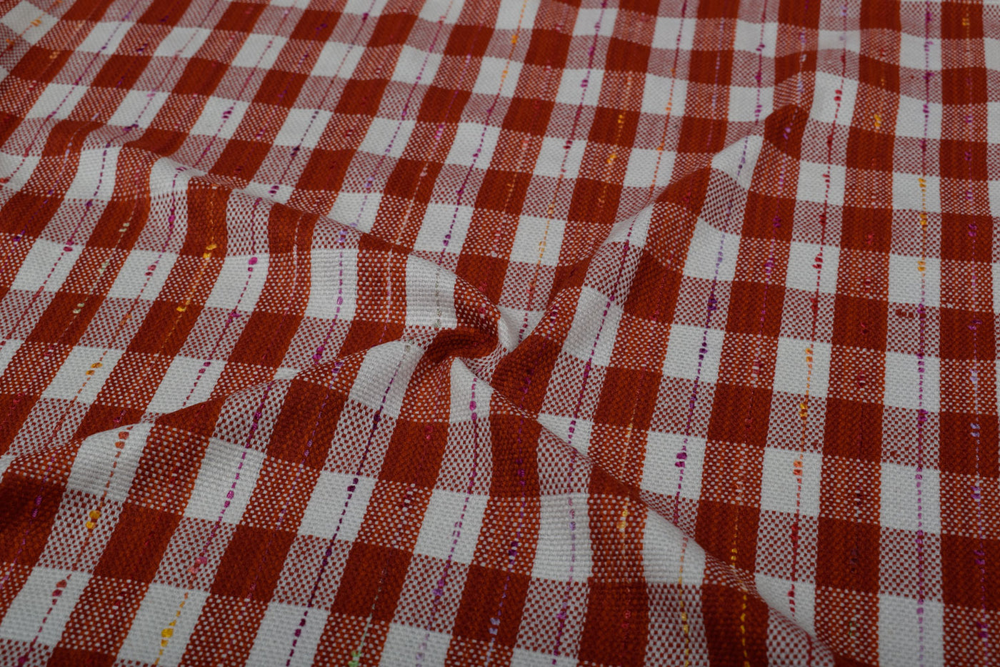 Red and White Tweed Fabric1