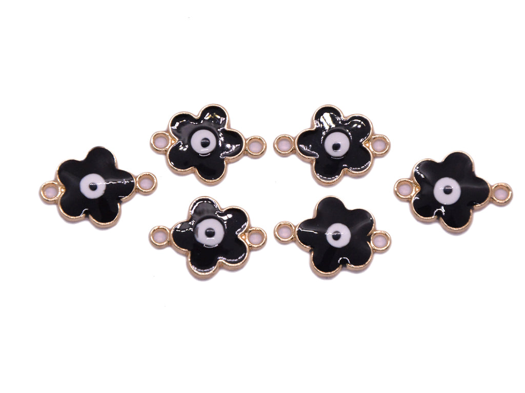 Black Flower Shaped Evil Eye Charms