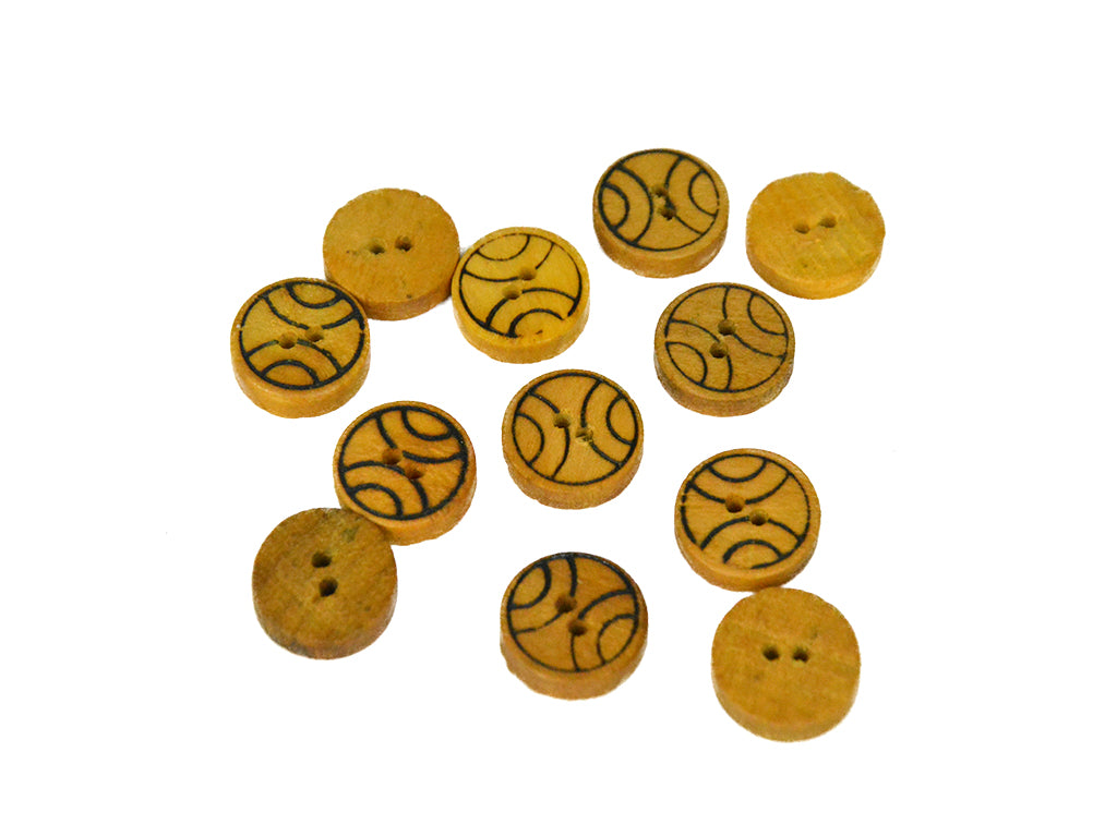 Circular Printed 2 Hole Wooden Buttons 1