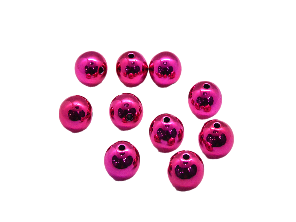 Pink Circular Plastic Acrylic Beads 12mm