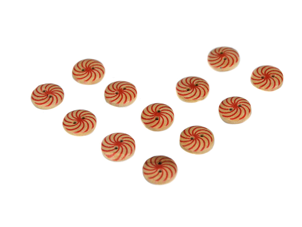 Orange Spiral Printed 2 Hole Wooden Buttons