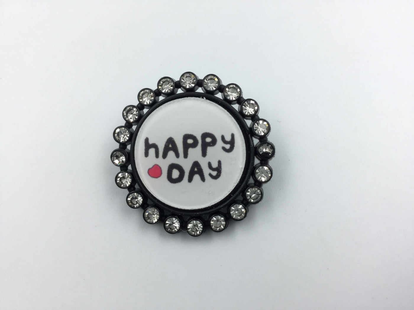 Happy Day  Heart Shape White and Black Brooch