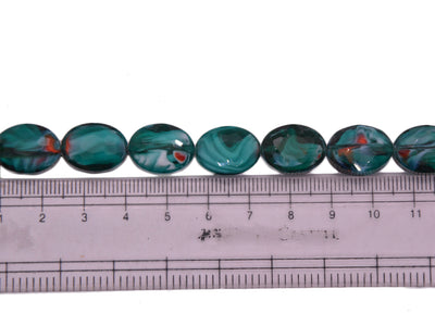 Teal Green White and Red Double Tone Designer Glass Beads