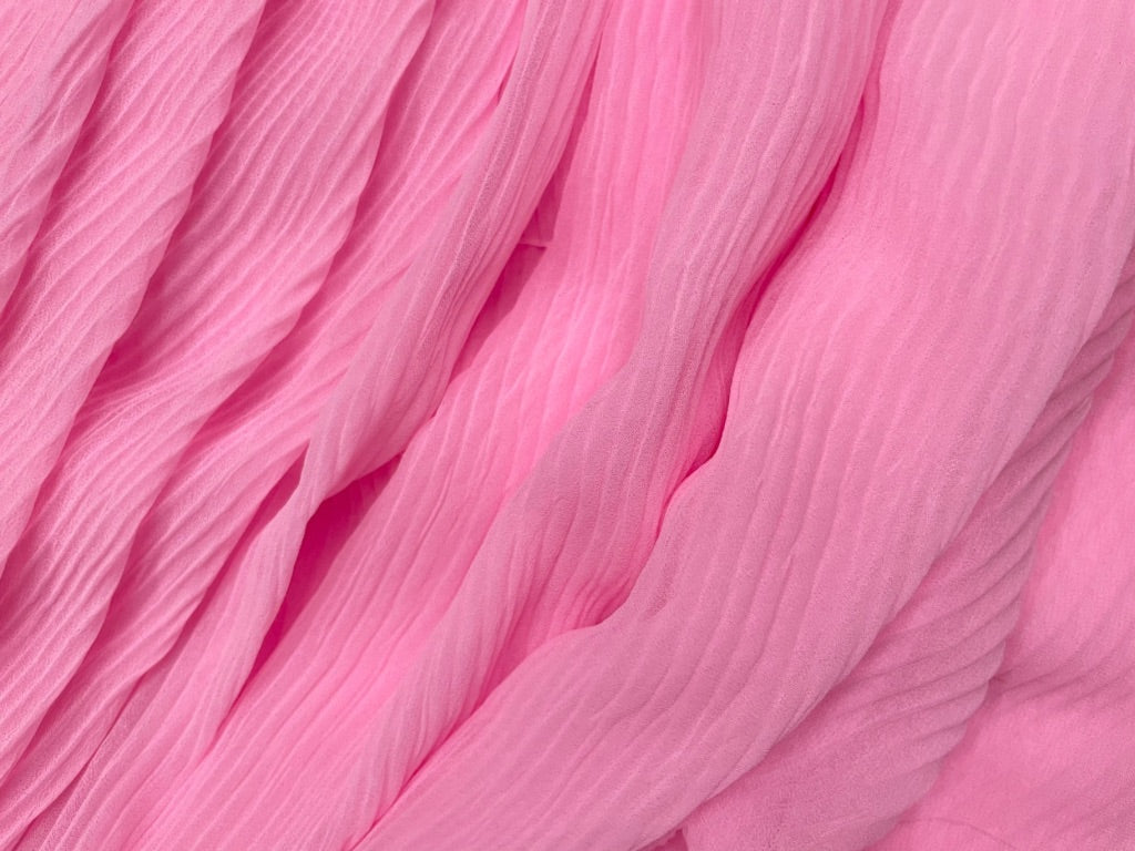 Baby Pink Plain Pleated Viscose Georgette Fabric