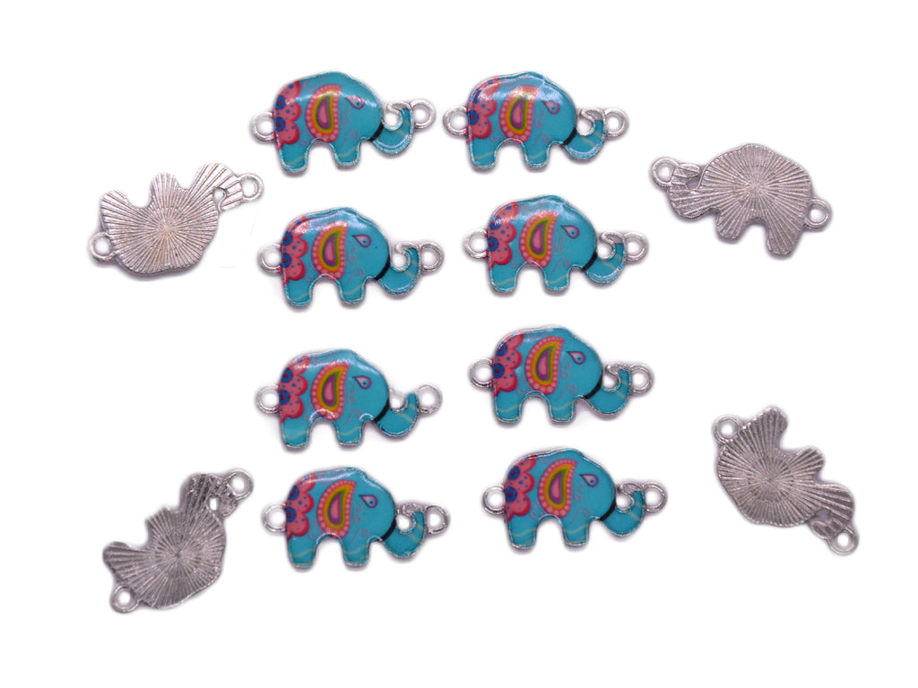 Light Blue Mutlicolour Elephant Shaped Metal Charms