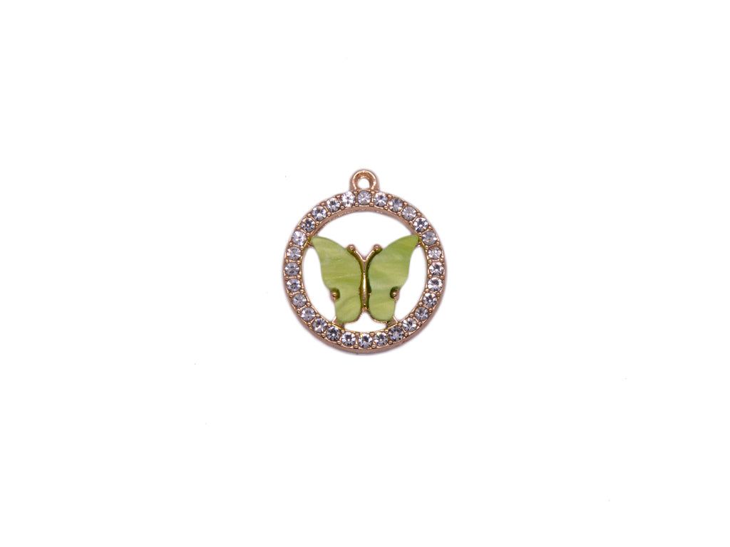 Green Butterfly Shaped Metal Resin Charms