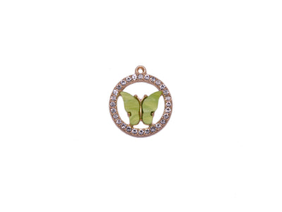 Green Butterfly Shaped Metal Resin Charms