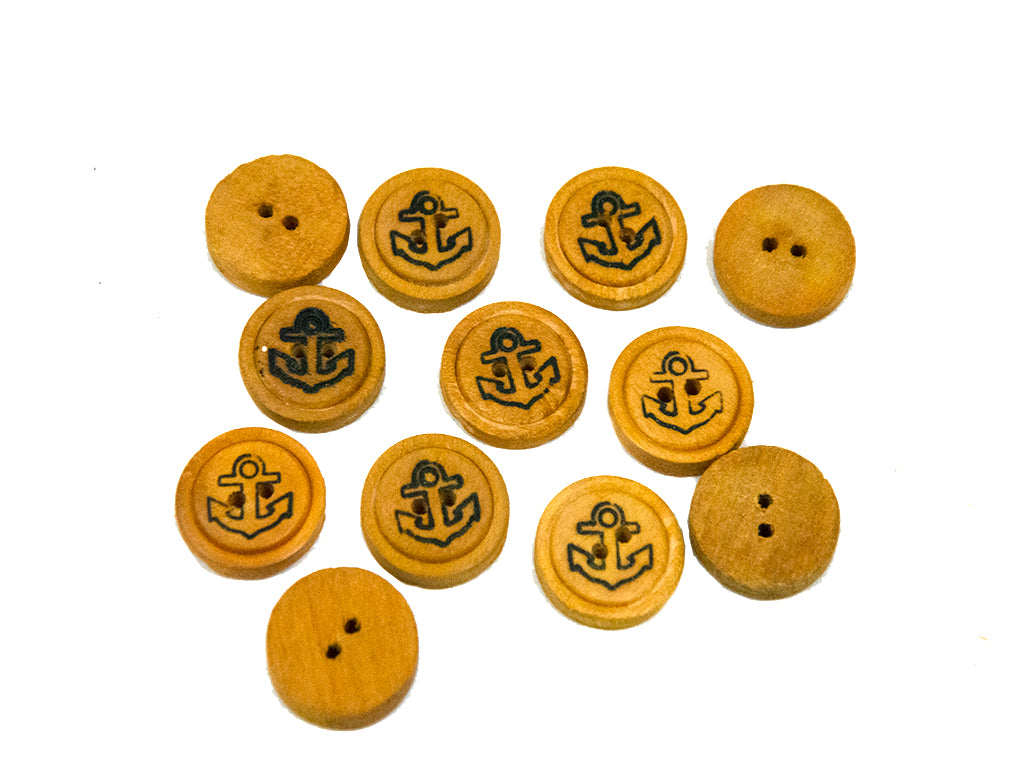 Anchor Printed Wooden Buttons