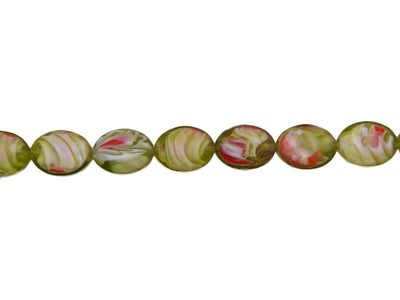 Green White and Red Double Tone Designer Glass Beads