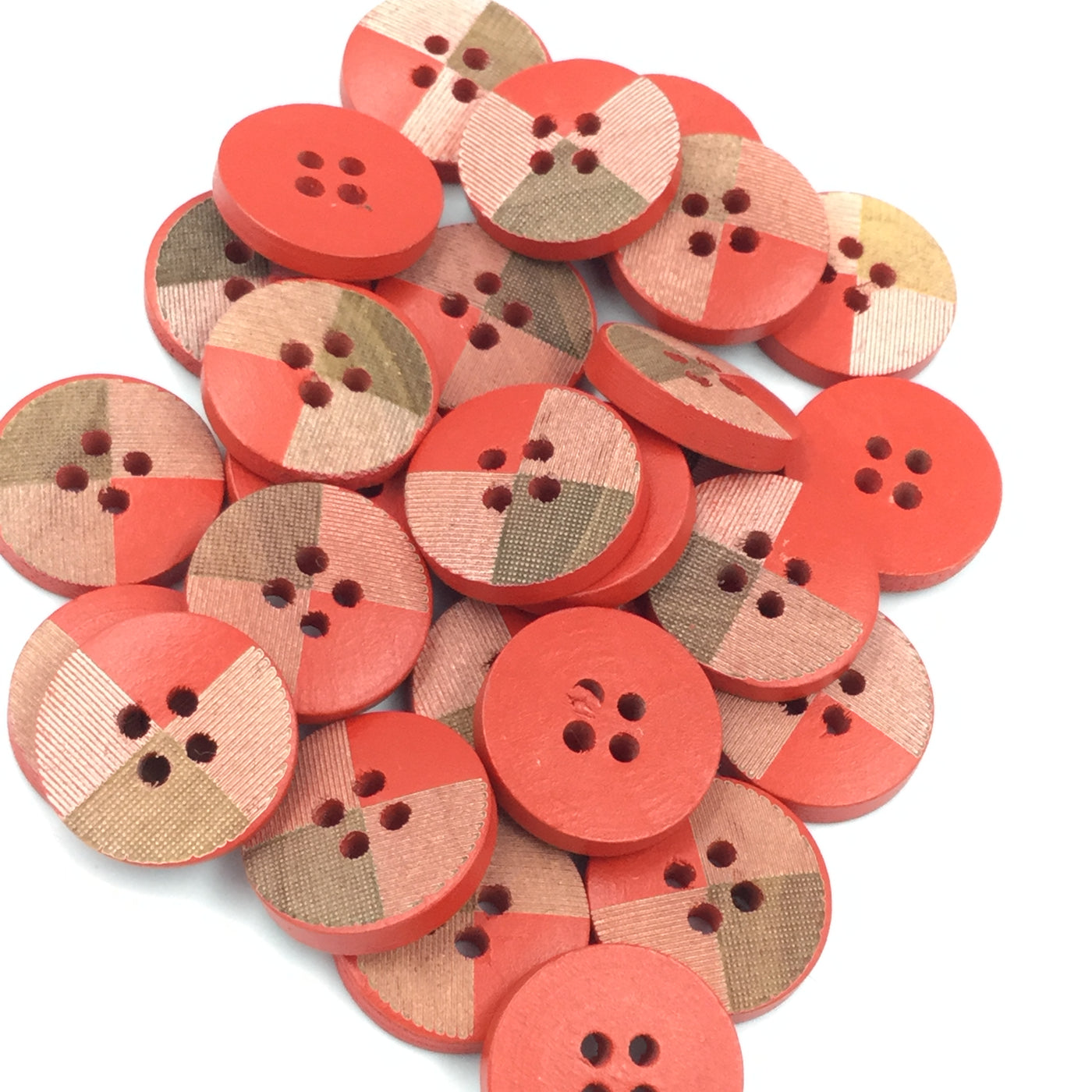 Orange Line 2 hole Wooden Button