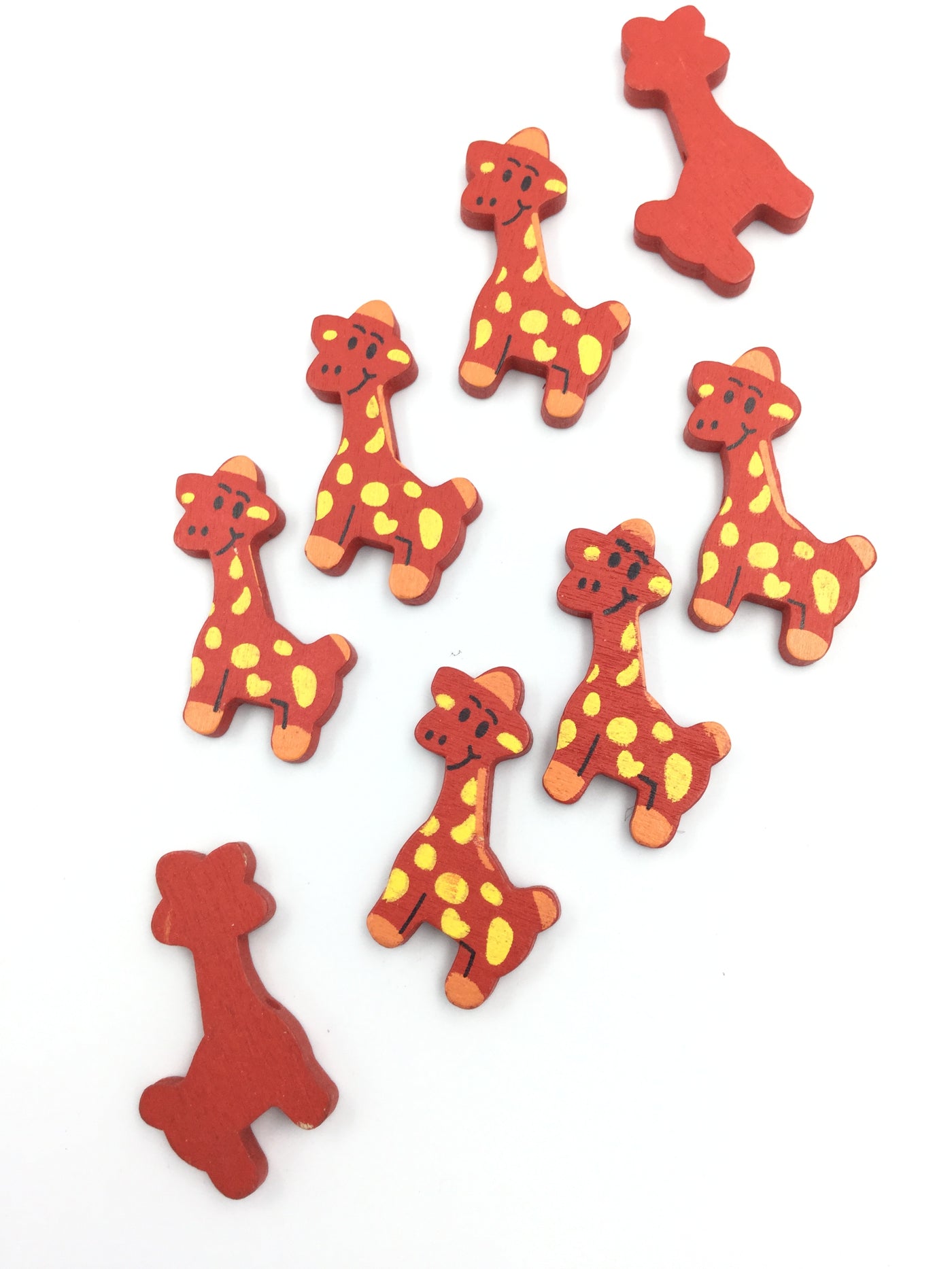 Red Multicolor Giraffe Wooden Embellishment