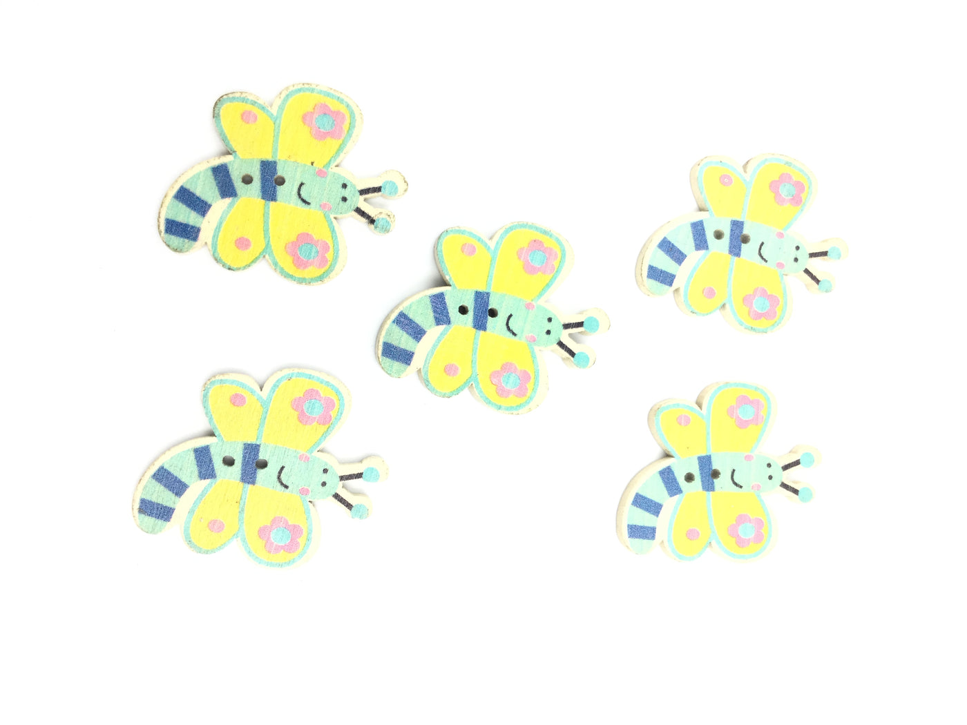 Yellow Multicolor Butterfly Wooden Embellishment