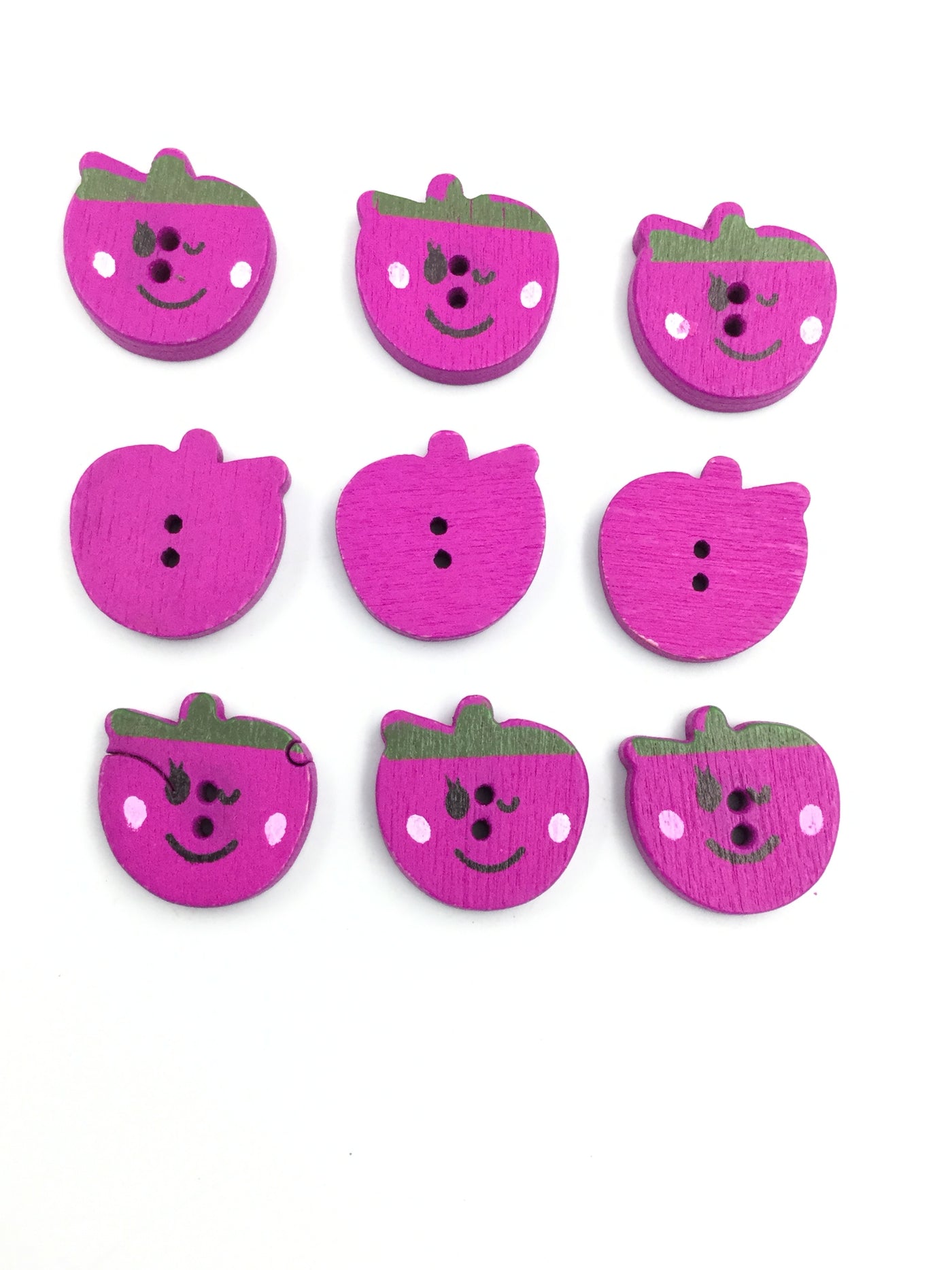 Pink Apple Shape 2 Hole Wooden Buttons