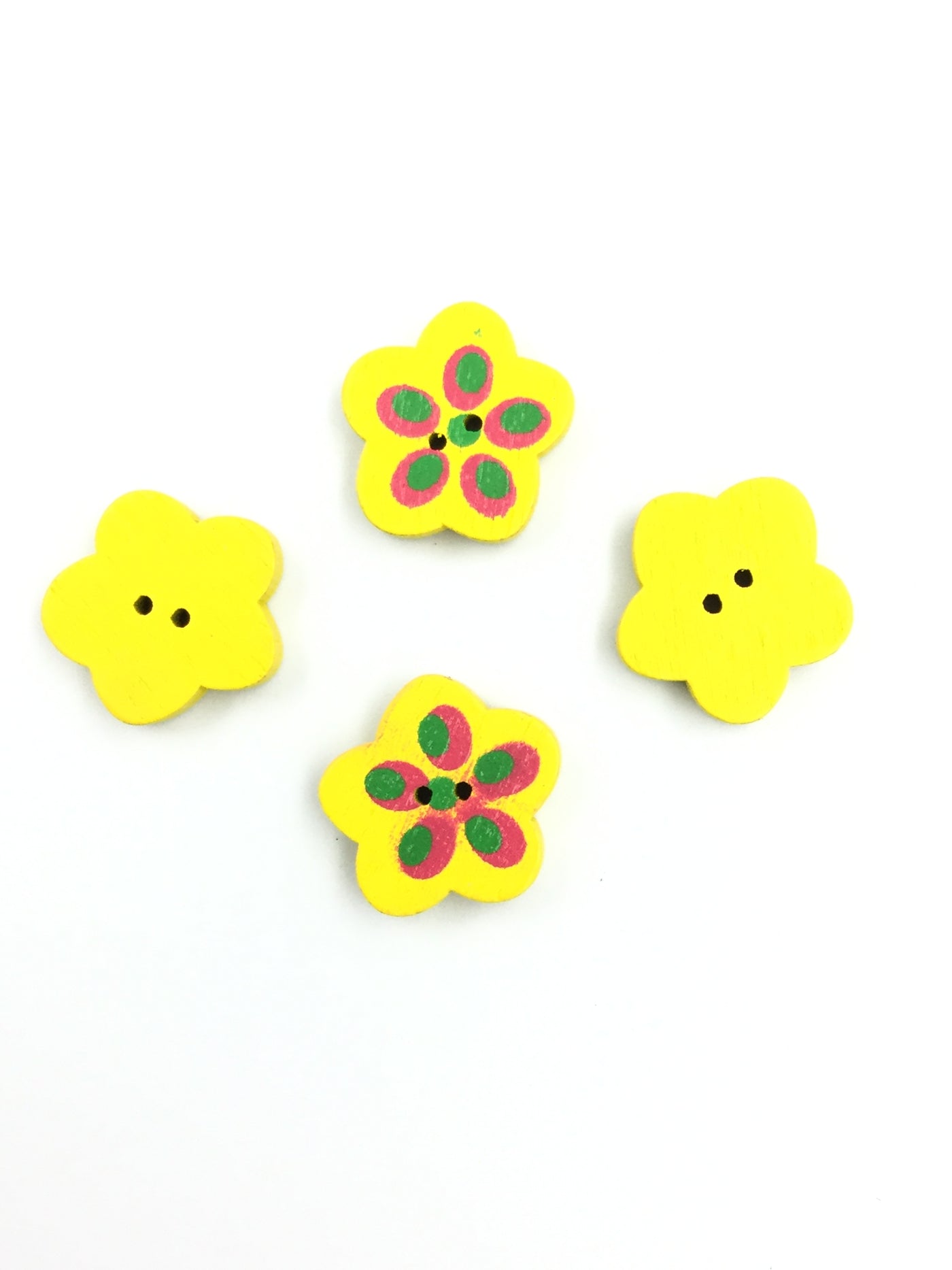 Yellow  Flower Shape  Wooden Button