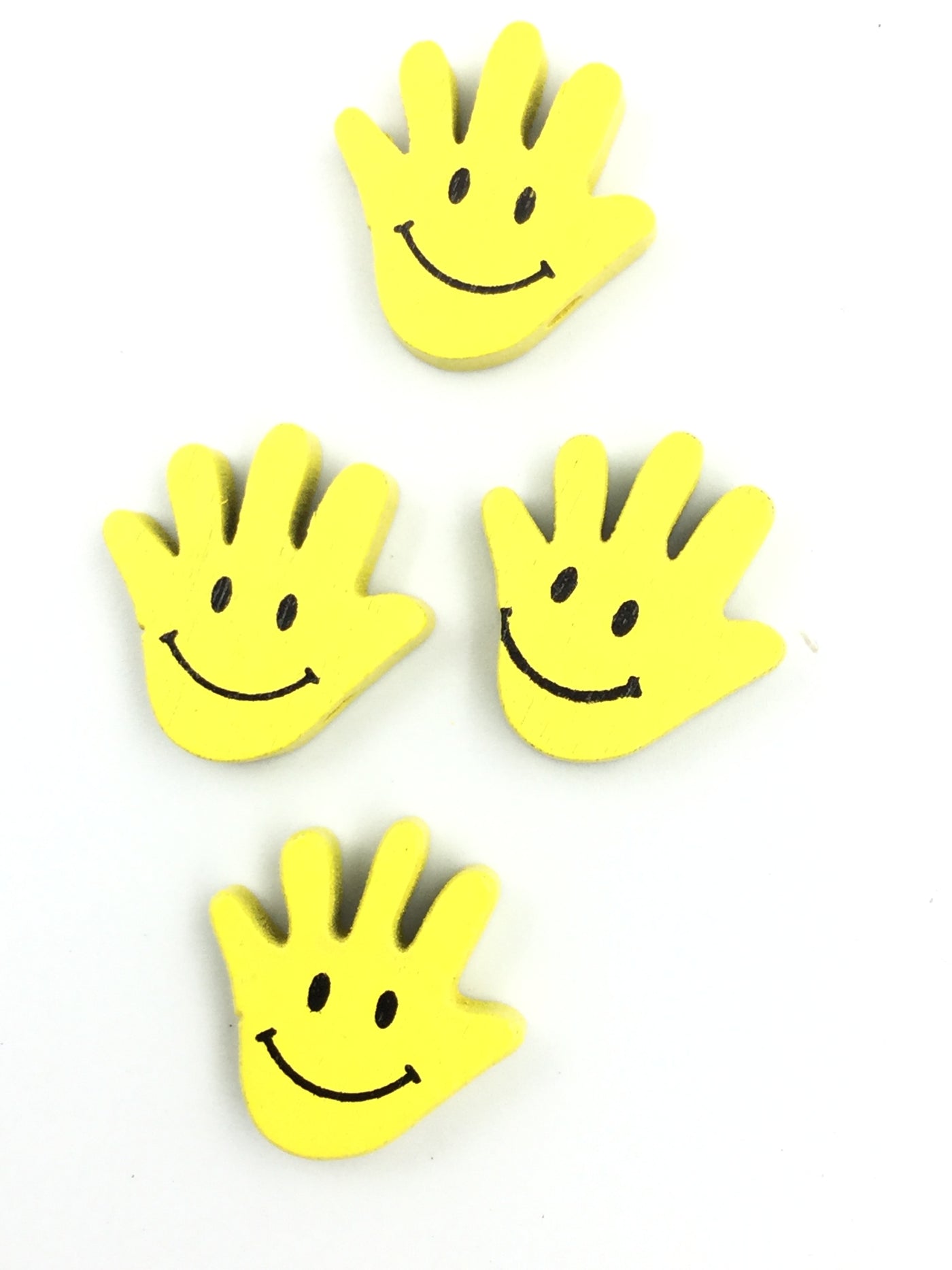 Yellow Hand Shape 2 Hole Wooden Button