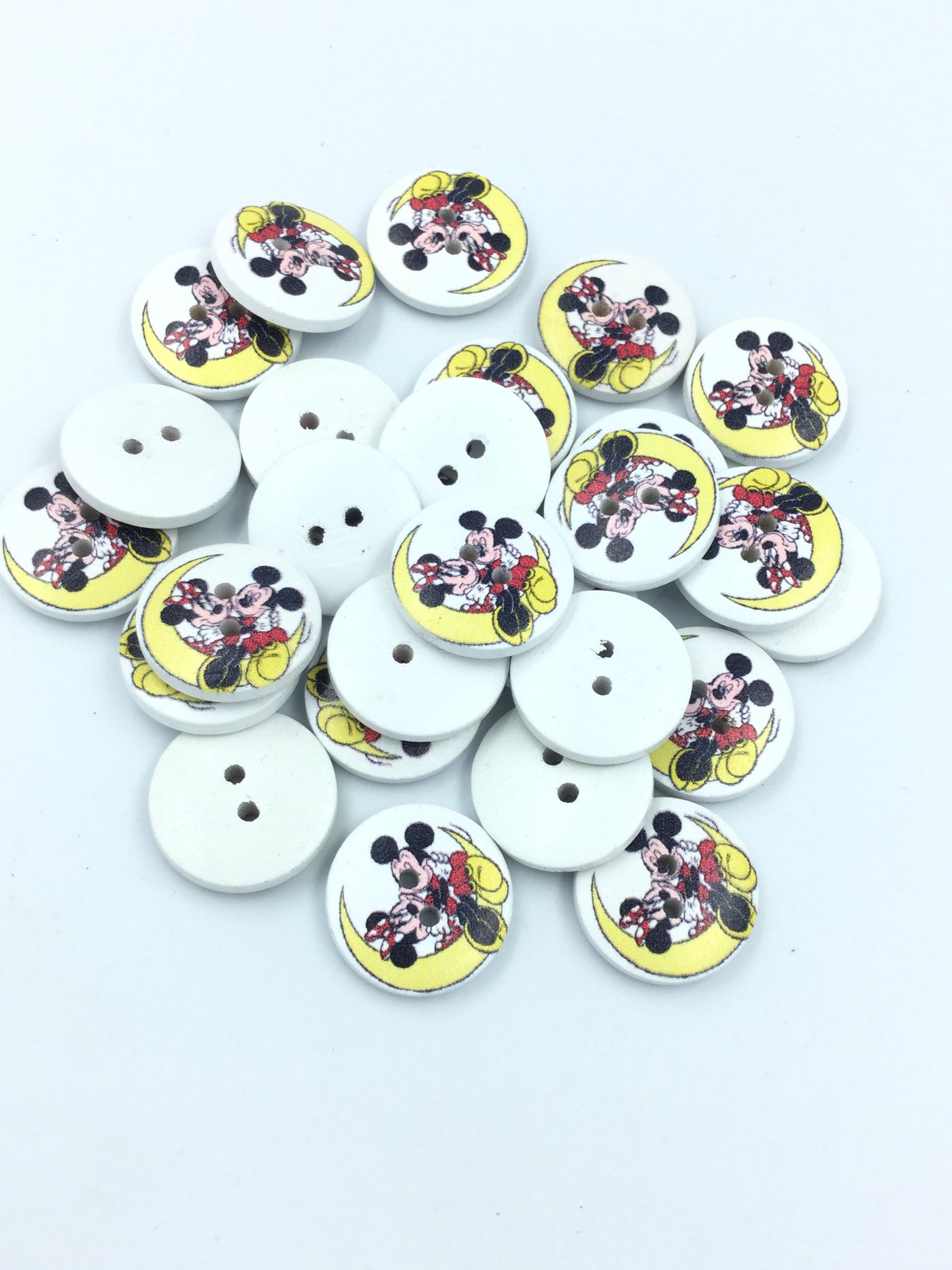 Multicolor Mickey Mouse Printed  2 Hole Wooden Fancy Button