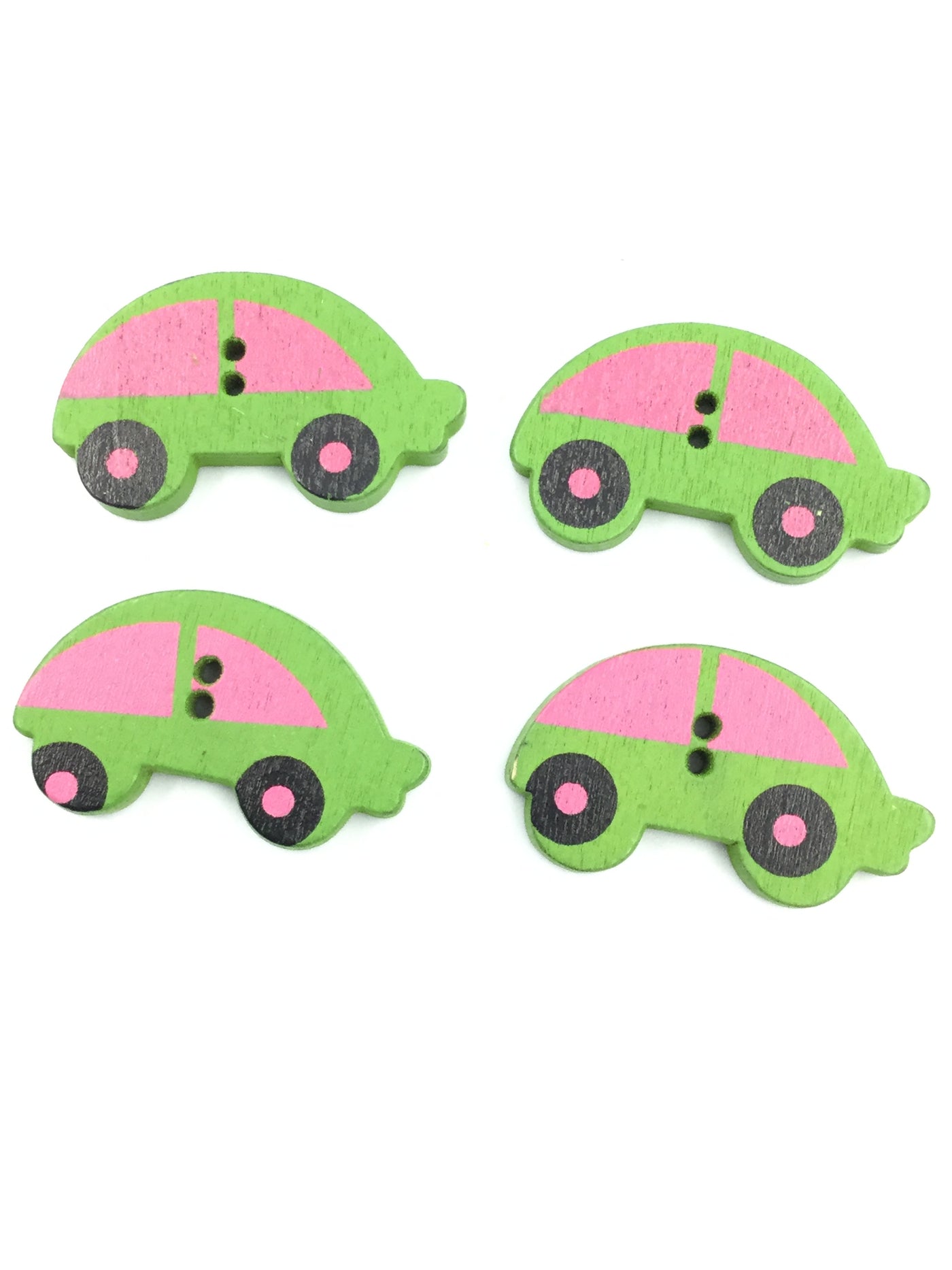 Multicolor Car Shape 2 Hole Wooden Button