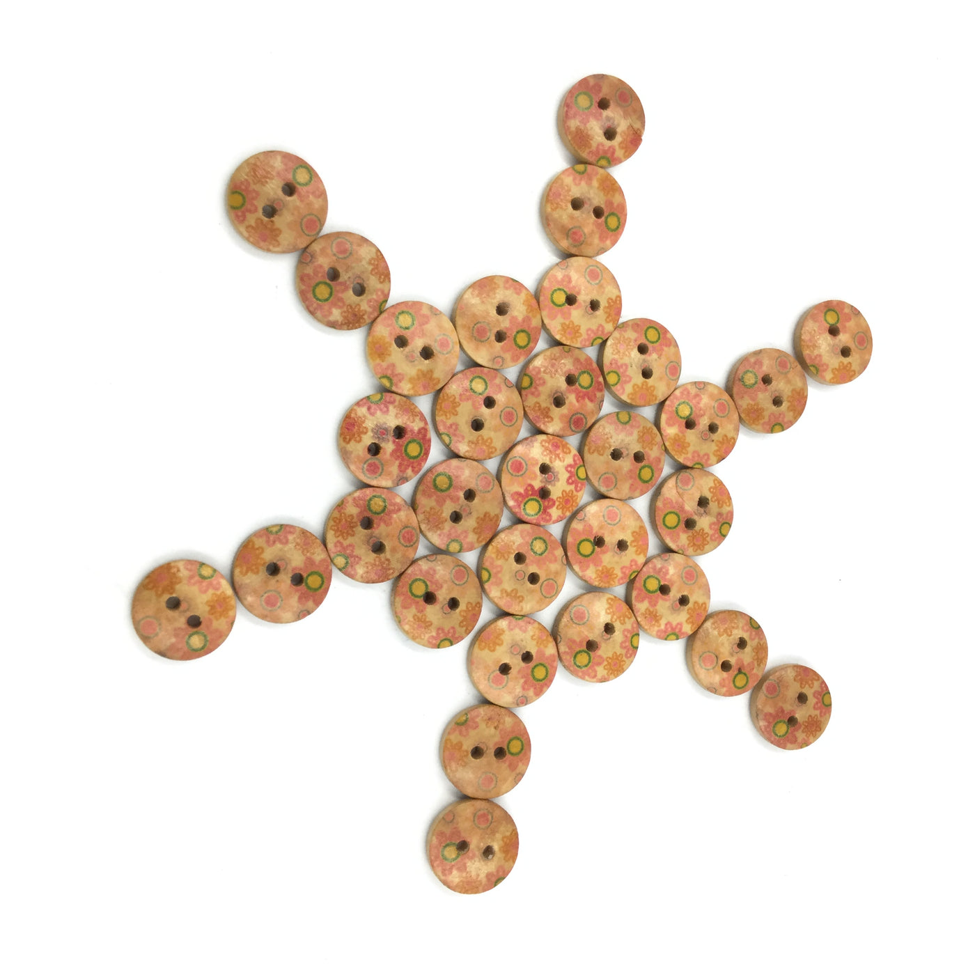 Brown Flower Design 2-Hole Circular Wooden Buttons