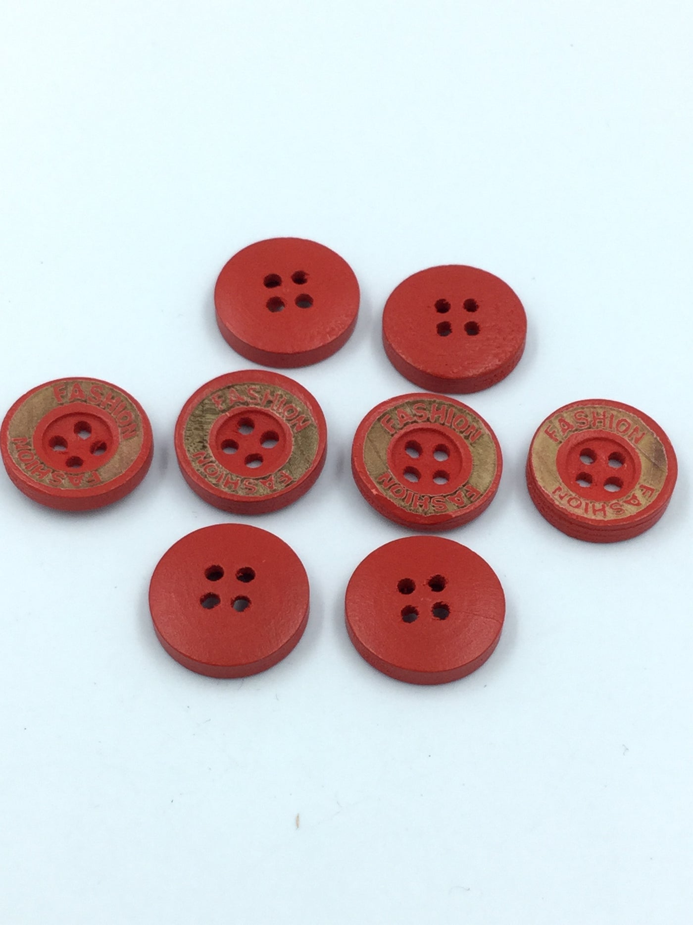 Red Wooden 4 Hole Button