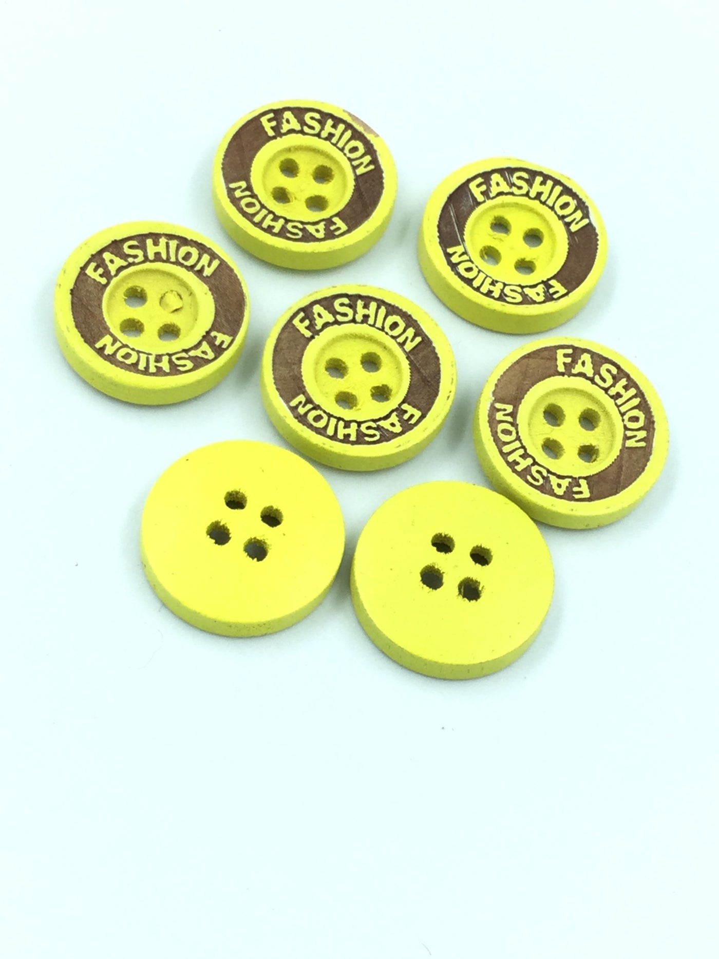 Yellow Wooden 4 Hole Button