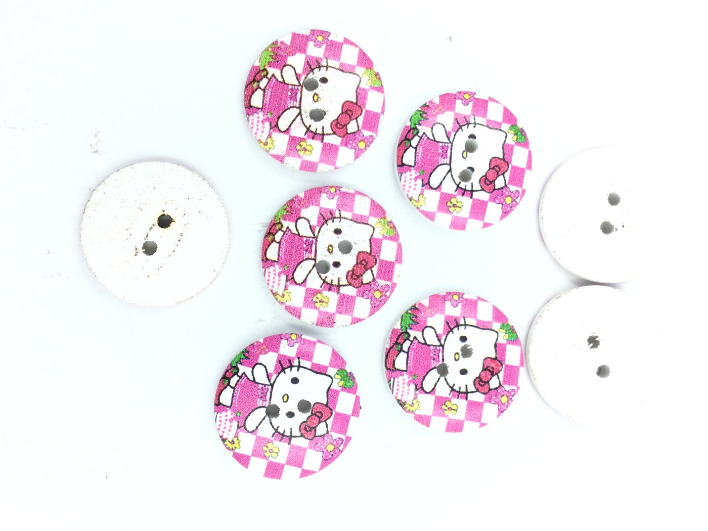 Pink Kitty 2 Hole Wooden Button